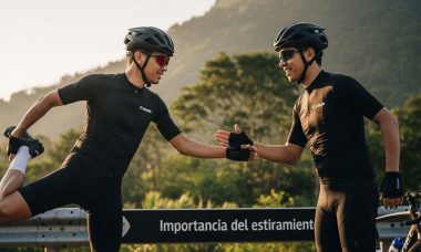 ciclista estirando preparación