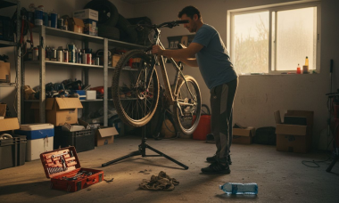 Cómo ajustar la cadena de tu bici en un caballete de taller en casa