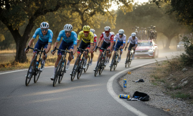 El pelotón ciclista toma una curva durante una competición en 2026